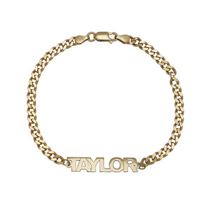 mini nameplate bracelet with cuban chain