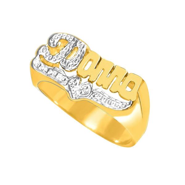 Two Tone Script Name Ring