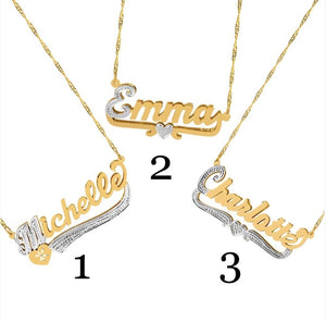 3 Style Double Plated Name Necklace