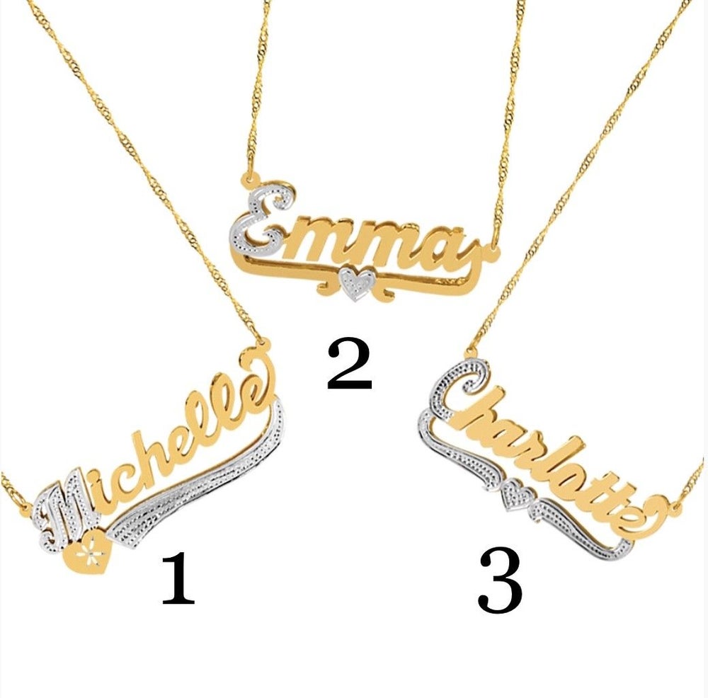 3 Style Double Plated Name Necklace