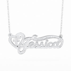 Double Plated Cross Name Necklace