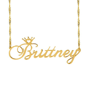 Crown Nameplate Necklace